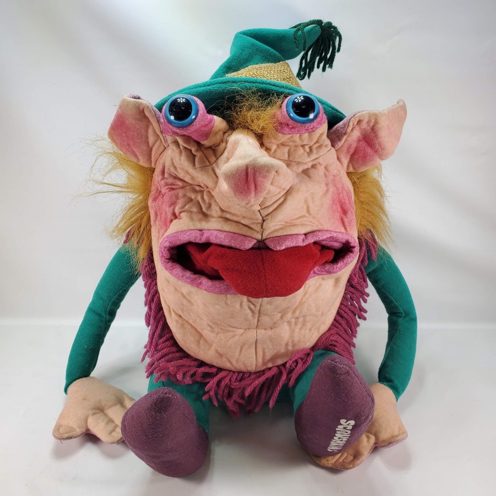 ToyVision Scrushkins Plush Puppet Green Pink Vintage 80s Troll Monster Goblin